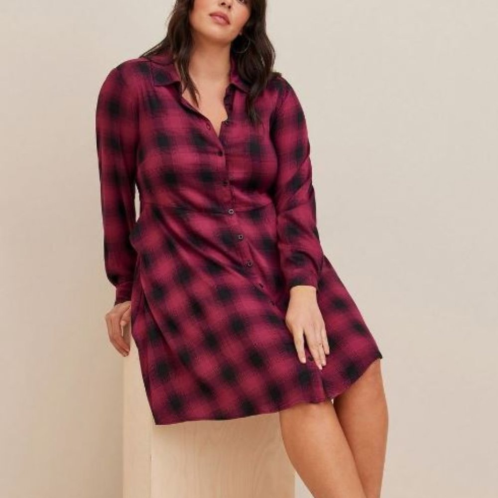 Mini Challis Collared Shirt Dress